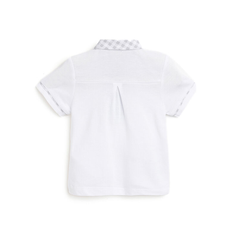 Boys White Applique Short Sleeve Polo image number 1